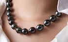 HUGE 17"12-15MM NATURAL SOUTH SEA TAHITIAN GENUINE BLACK DROP PEARL NECKLACE 318