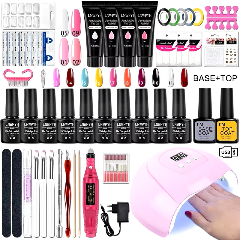 Kit vernis à ongles gel avec lampe UV pour manucure maison durable