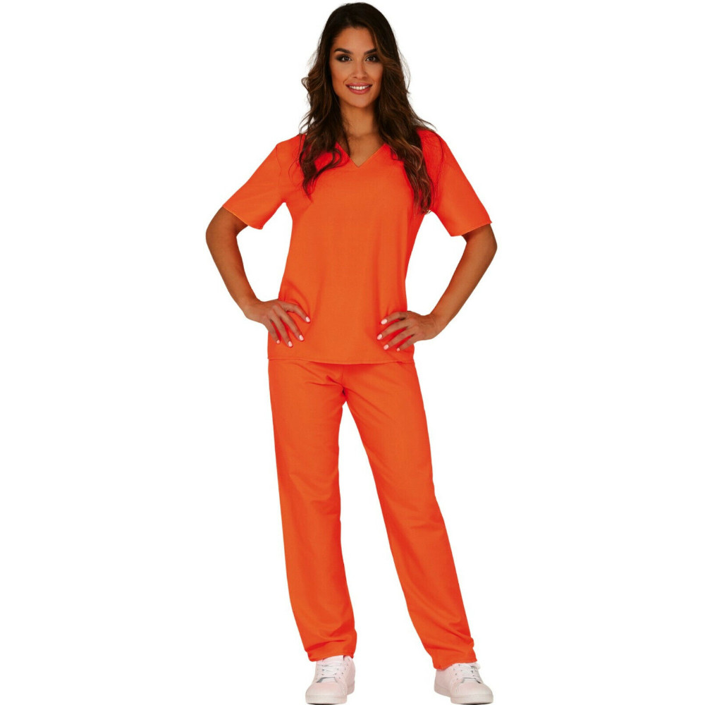 Disfraz de Halloween para Adulto Mujer Prisionero Vestido Elegante Convicto Juegos con disfraces Conjunto para Mujer