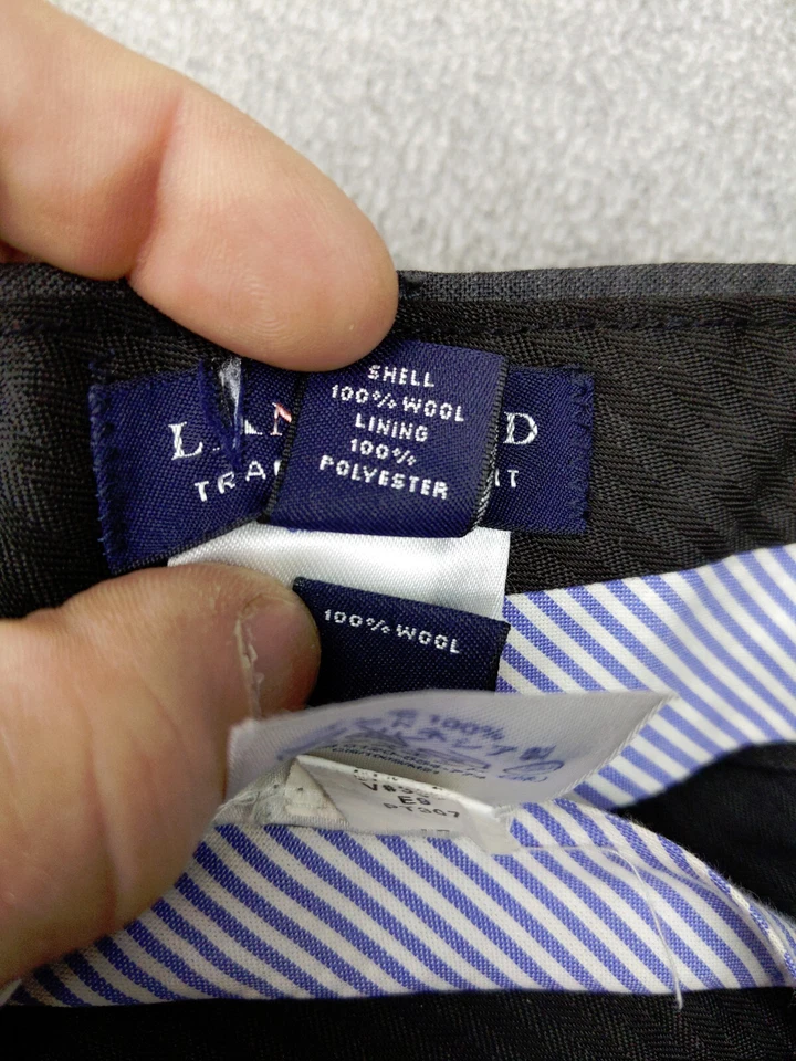 Lote de 2 Pantalones de Vestir Lands End Calce Tradicional Para Hombre 34x32 Gris Largos 100% Lana Foto 3 de 4