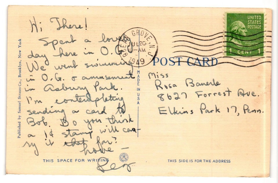 Postcard Auditorium by Night Ocean Grove New Jersey NJ Postmarked 1949 ...