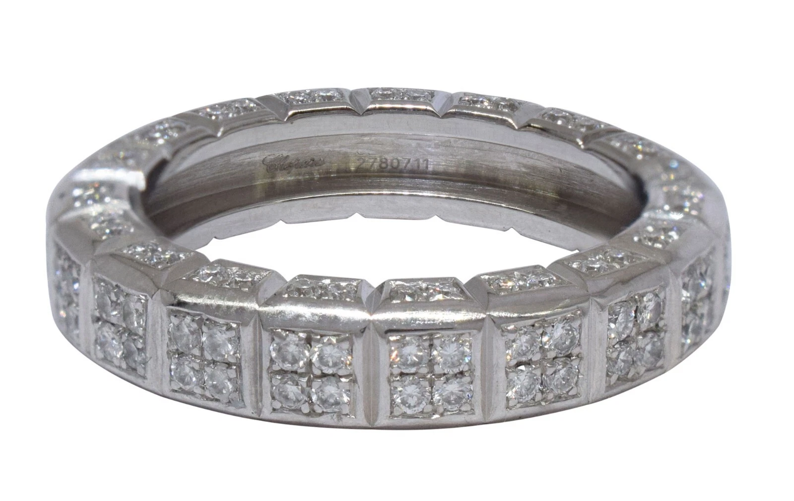 Chopard — Chopard Ice Cube 18k White Gold Micro-Pave 1.52ct Diamond Ring Size 5.25