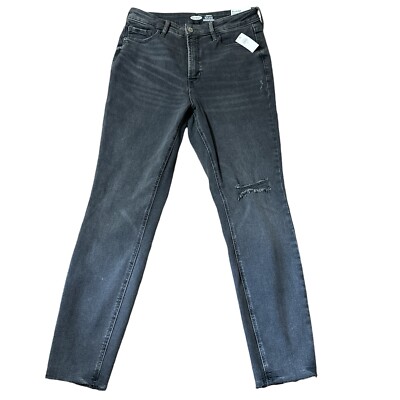 Old Navy Rockstar Jeans Women s 12 Black Grey Extra High Rise Super Skinny New