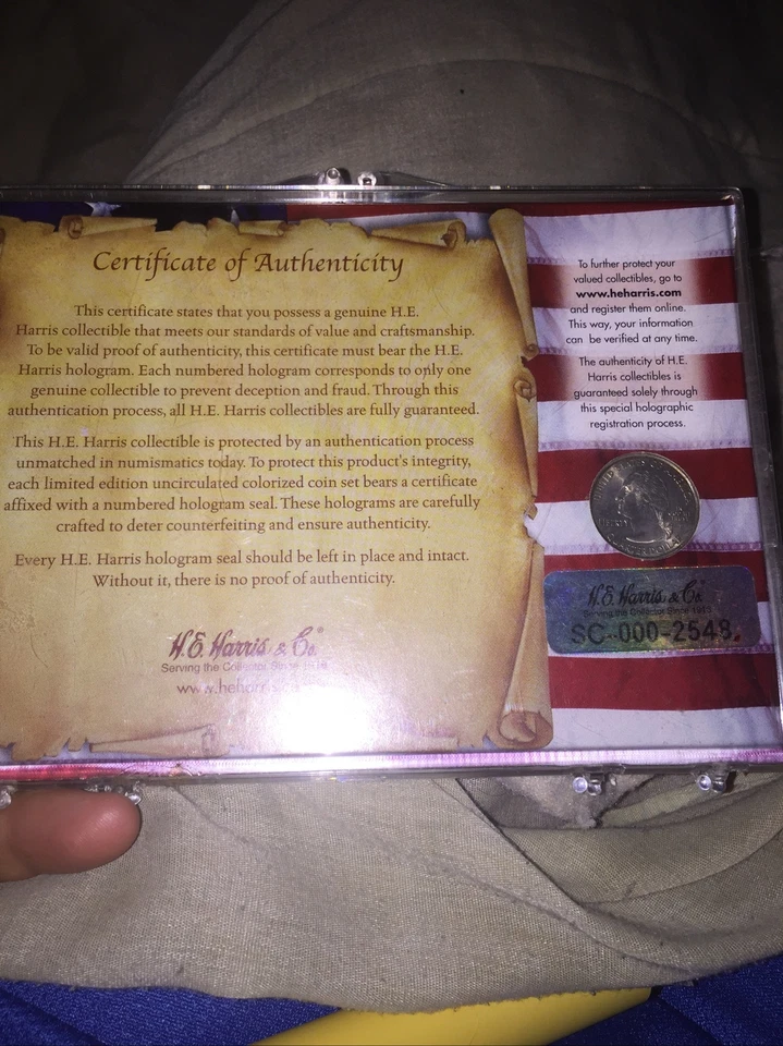 2000 South Carolina Limited Edition Collectible Colorized State Quarter with COA - Image 2 of 4