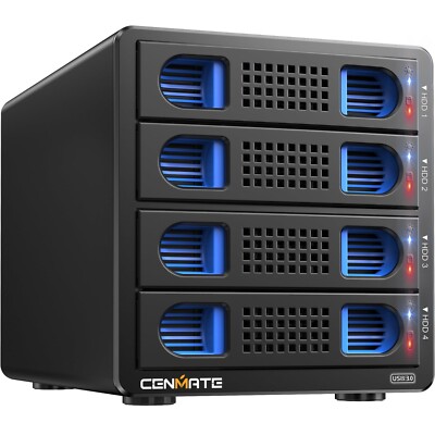4 Bay Hard Drive Enclosure with Cooling Fan for 2.5/3.5'' SATA HDD/SSD with US...