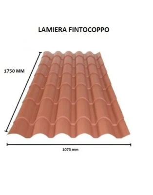 LAMIERA ONDULATA FINTO COPPO COPERTURA TETTO LUNGA 1,75 Mt Sp 0,5