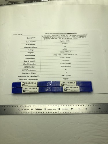 4  SCT   TMI234-24HA Thread Mill Internal Carbide