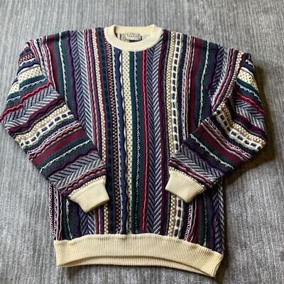 Cotton Traders Knit Sweater Large Tall Coogi Style 3D Textured Vintage 80's  Mens