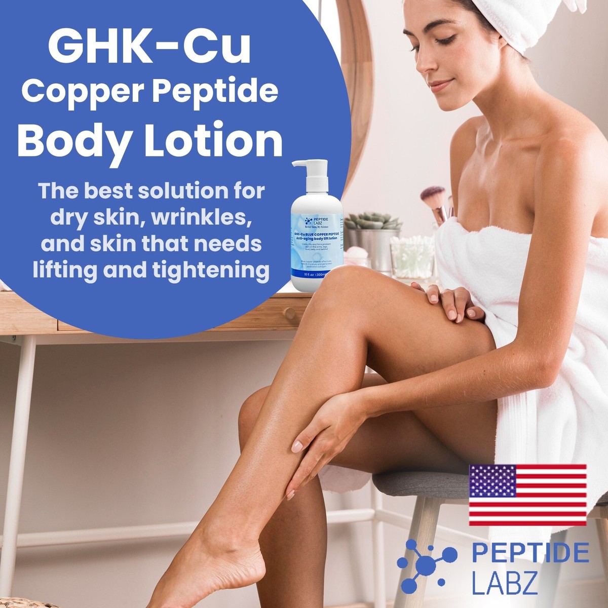 Copper Peptide GHK-Cu & Hyaluronic Acid - Body Lotion - Skin Firming 10 fl  oz