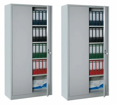 LÜLLMANN 2 x Aktenschrank montiert Metall Büro Universal Stahlschrank abschließbar 195cm