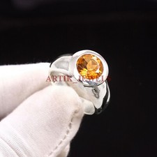 Natural Citrine Gemstone with 925 Sterling Silver Ring for Women's 4655
