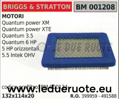 399959 491588 Luftfilter Briggs & Stratton Quantum 3.5 6 HP Intek