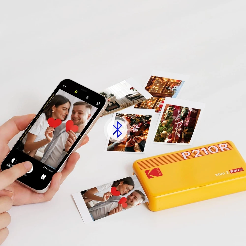 Bluetooth Mini Retro Photo Printer with Waterproof Anti-Fingerprint Prints  