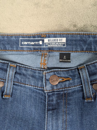 Carhartt Relaxed Fit Jeans Women's 6 Tall Straight Leg Blue Denim 5 Pocket NWOT - Picture 2 of 7