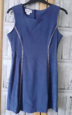 Vintage ARVO Paris Sleeveless Stitch detail Fitted dress Blue Size Fr42 (S/M)