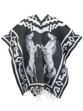 Mexican Poncho Cobija Blanket Gaban Horses Design