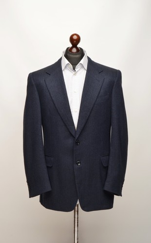 Men's CANALI Blue Herringbone Wool/Cashmere 2Btn EU 50R UK,US 40R Drop 6 Blazer - Picture 2 of 15