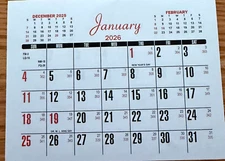 TEAR OFF 2026 CALENDAR MINI 4-3/8" x 3-1/4" CARD POCKET WALL OFFICE SCHOOL