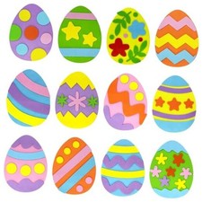 24 Pcs Foam Easter Eggs for Crafts Easter Foam Stickers Crafts Party Favors