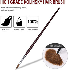 Kolinsky Watercolor Brush Set Pure Kolinsky Sable Hair Pointed round Art Pain...