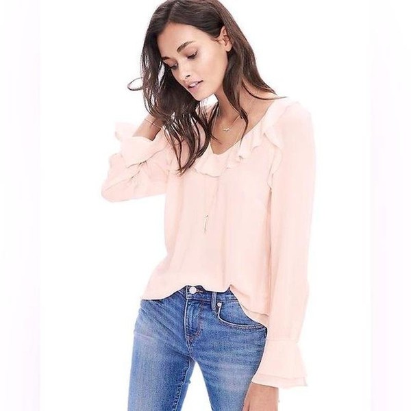 Women Banana Republic Shirt Pink Chiffon 36
