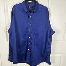 Chaps Twill Shirt Wrinkle Free Mens Blue XL 17-17.5 Long Sleeve Button Down