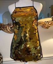 ASOS Gold Sequin Cami Top Size US 2 UK 6 Party Festival Sparkly Tank