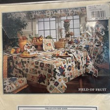New Vintage Selections 100 Cotton Tablecloth Field Of Fruit 52 x 70 Oblong