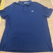 Lacoste Mens 3XL Blue Short Sleeve Polo Shirt Slim Fit Croc Logo Preppy Casual