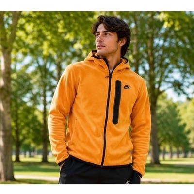 Nike Tech Fleece Hoodie Mens Small Orange Full Zip DM6515-886 Streetwear Jacket