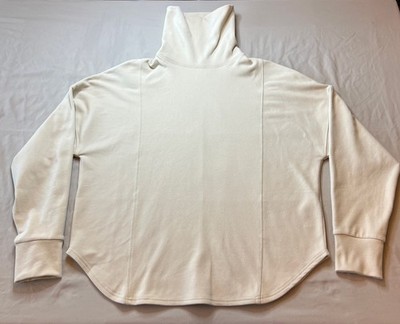 Varley Women's Cozy Casual Comfort Mock Neck Brushed Rib Thumbholes Beige Size S