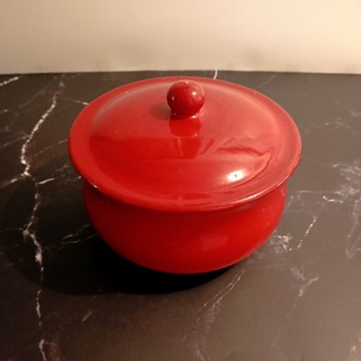 Rote Terrakotta Ton Kochen Auflaufform mit Deckel Ofentopf 18 cm rustikal  