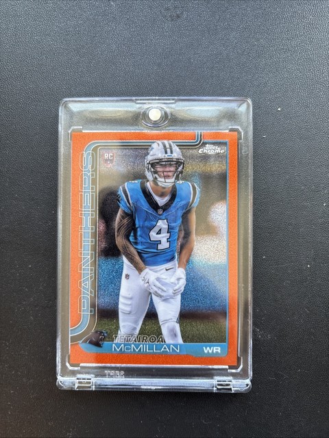 2025 Topps Chrome Orange Glitter Touchdown Refractor Tetairoa Mcmillan SSP RC /6