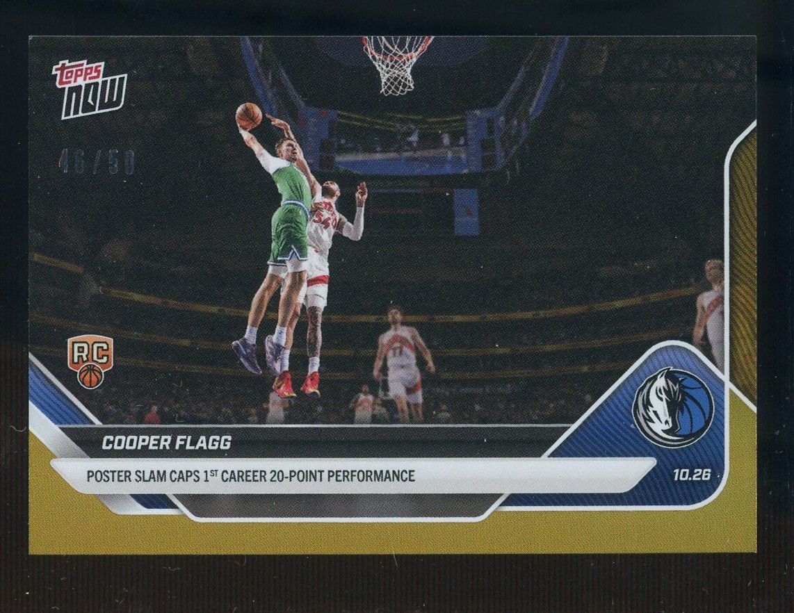 2025-26 Topps Now First 20 Point Performance #28 Cooper Flagg RC GOLD 46/50