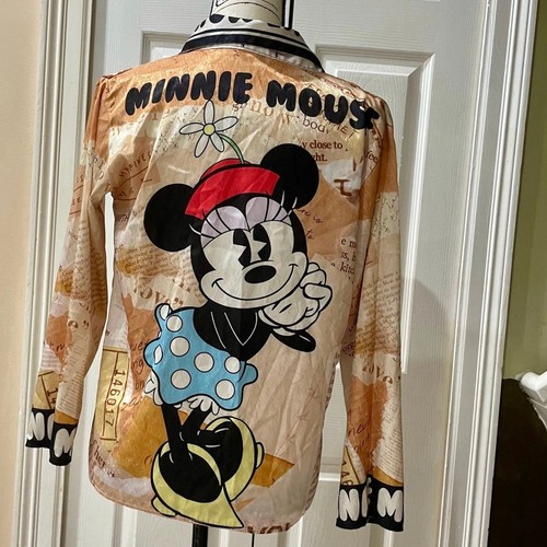 Y2K CAMICIA DISNEY MINNIE MOUSE SETA TAGLIA M STAMPA MINNIE FRONTE E RETRO RARA KAWAII - Foto 2 di 18