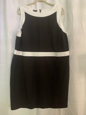 Talbots Womens 22w Petite Black And White Sheath Dress