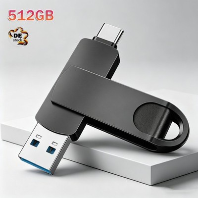 USB Stick 512GB für iPhone Flash-Laufwerk USB 3.1 Speicherstick Fotostick 2-in-1