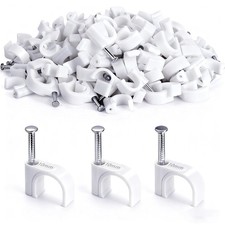100PCS Cable Staples,10mm Clips White,Cable Wire 10mm, 100Pcs 10mm