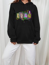 Cozy Graphic Hoodie for Women with Kangaroo Pocket Fall Winter