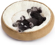 Round Donut Cat and Dog Cushion Bed, 25in Pet Bed for Small or Medium Dogs,