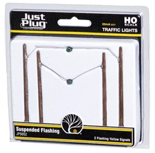 Woodland Scenics HO Scale ~ Suspended Flashing Traffic Lights ~ Just Plug JP5652