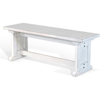 Sunny Designs Bayside 48'' Farmhouse Mahogany Wood Side Bench in Marble White