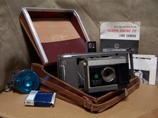 Vintage Polaroid Model J66 Electric Eye Land Camera with Leather Case  Flash
