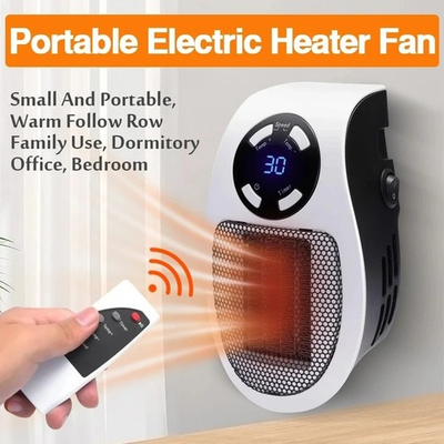 #ad Plug In Electric Heater 500W Portable Room Heater Remote Control Mini Radiator $17.99