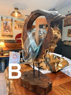 Beautiful Large Molten Glass, Sculpture, Natural Root.