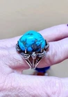 VERY NICE Vintage Artisan LARGE Ornate Sterling Silver Turquoise Nugget Ring