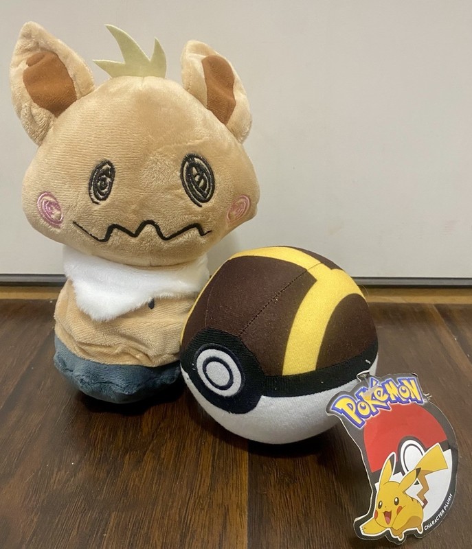 Pokemon Eevee Mimikyu Plush 8" Inches & Ultra Ball