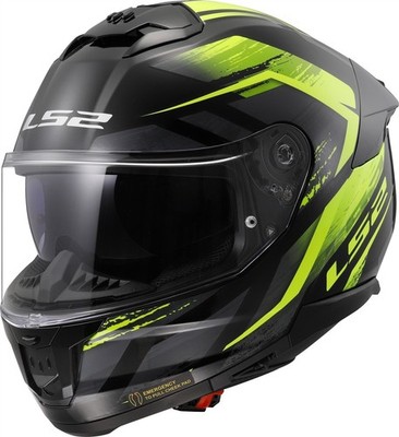 LS2 FF808 Stream II Integralhelm Motorradhelm - Fury Black/H-V Yellow