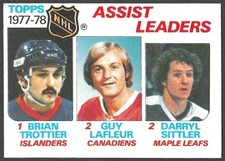 1978-79 Topps Bryan Trottier Guy Lafleur Darryl Sittler Assist Leaders #64 EX