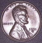 1931-S LINCOLN PENNY 1C ,  AU/UNC FULL WHEATS